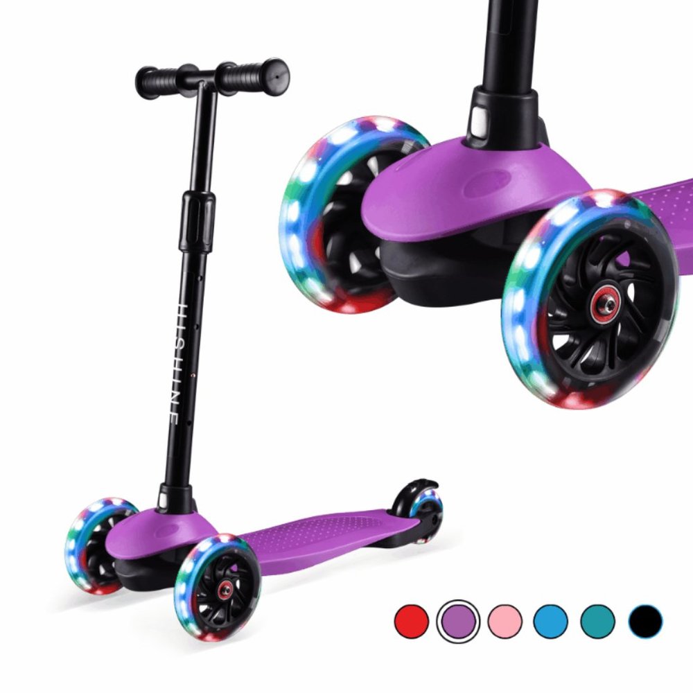 3 wheel Kick Scooter for Kids with Light-up Wheels and Adjustable Height for 2